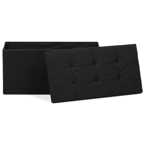 Taburet s úložným prostorem, černá, látka, TAB-462 BK2