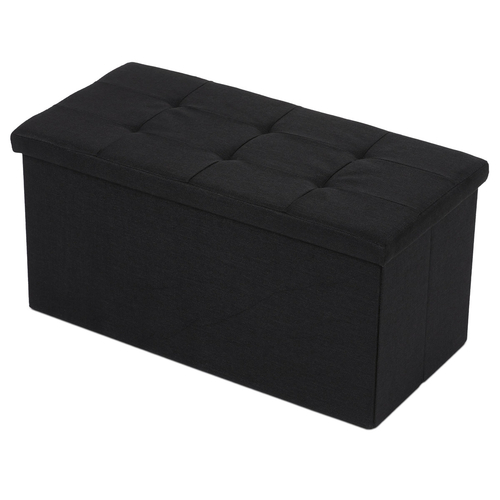 Taburet s úložným prostorem, černá, látka, TAB-462 BK2