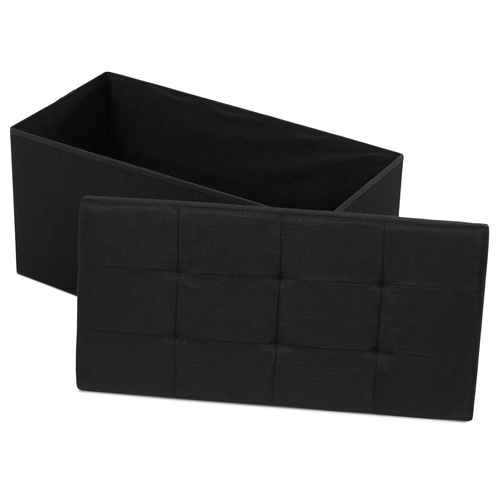 Taburet s úložným prostorem, černá, látka, TAB-462 BK2