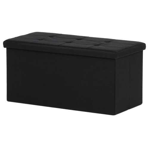 Taburet s úložným prostorem, černá, látka, TAB-462 BK2