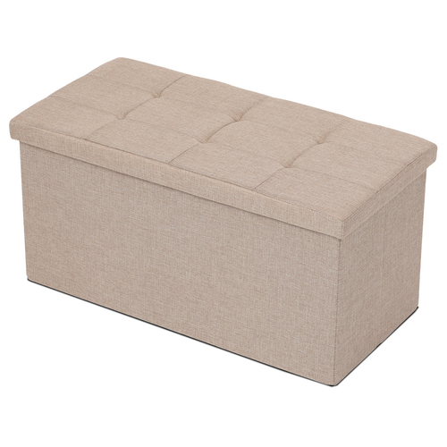 Taburet s úložným prostorem, béžová, látka, TAB-462 CRM2