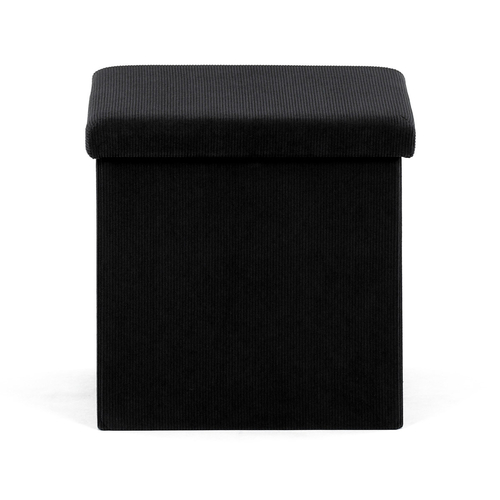 Taburet s úložným prostorem, černá, manšestrová látka, TAB-471 BK6