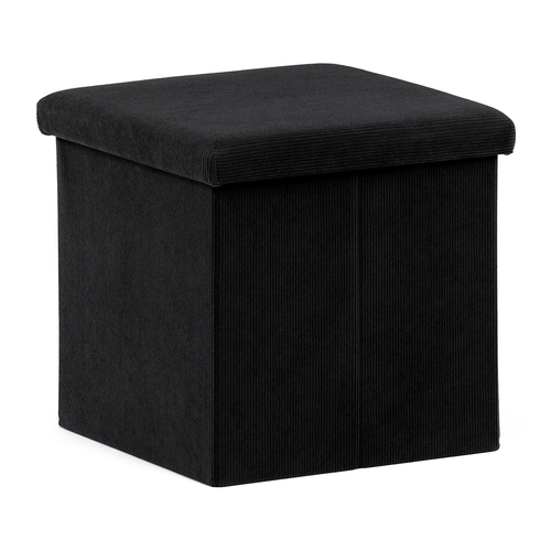 Taburet s úložným prostorem, černá, manšestrová látka, TAB-471 BK6