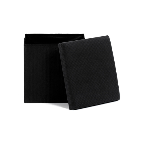 Taburet s úložným prostorem, černá, manšestrová látka, TAB-471 BK6