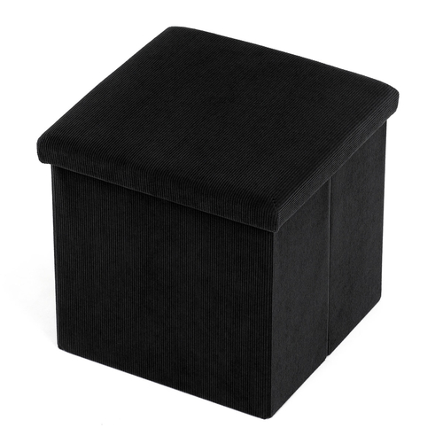 Taburet s úložným prostorem, černá, manšestrová látka, TAB-471 BK6