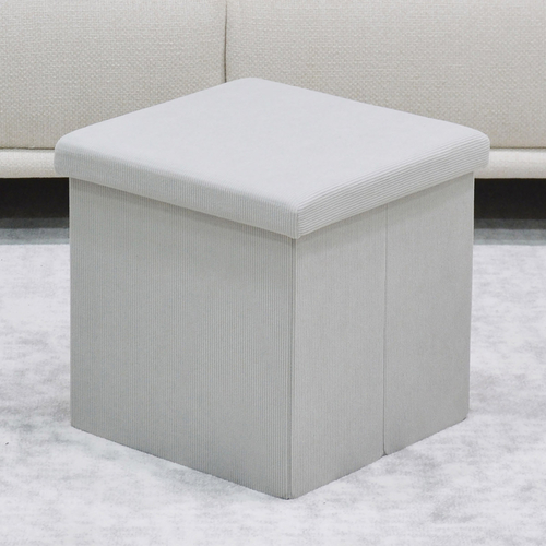 Taburet s úložným prostorem, krémová, manšestrová látka, TAB-471 CRM6