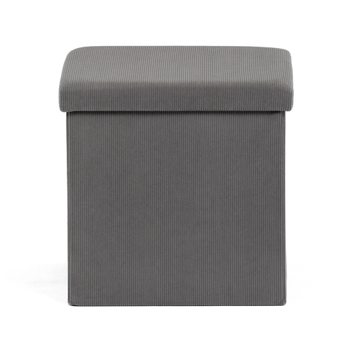 Taburet s úložným prostorem, šedá, manšestrová látka, TAB-471 GREY6