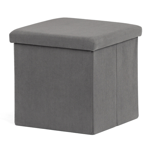 Taburet s úložným prostorem, šedá, manšestrová látka, TAB-471 GREY6