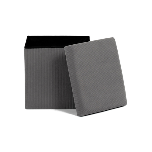 Taburet s úložným prostorem, šedá, manšestrová látka, TAB-471 GREY6