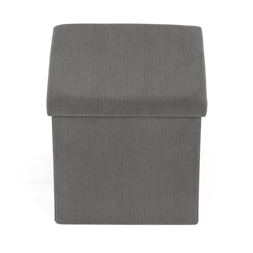 Taburet s úložným prostorem, šedá, manšestrová látka, TAB-471 GREY6