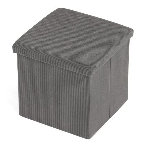 Taburet s úložným prostorem, šedá, manšestrová látka, TAB-471 GREY6