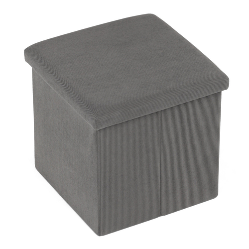 Taburet s úložným prostorem, šedá, manšestrová látka, TAB-471 GREY6