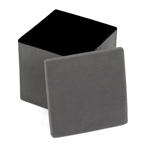 Taburet s úložným prostorem, šedá, manšestrová látka, TAB-471 GREY6