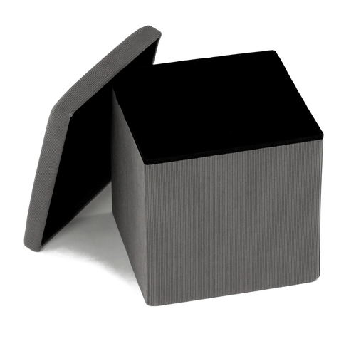 Taburet s úložným prostorem, šedá, manšestrová látka, TAB-471 GREY6