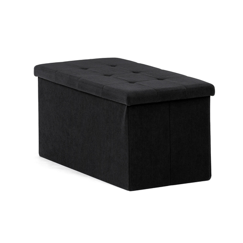 Taburet s úložným prostorem, černá, manšestrová látka, TAB-472 BK6