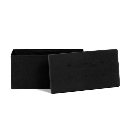 Taburet s úložným prostorem, černá, manšestrová látka, TAB-472 BK6