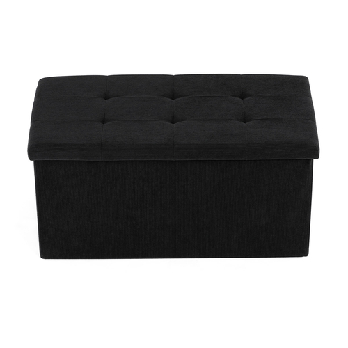 Taburet s úložným prostorem, černá, manšestrová látka, TAB-472 BK6