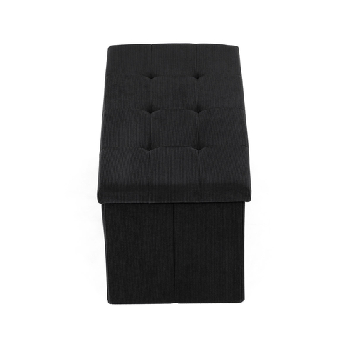 Taburet s úložným prostorem, černá, manšestrová látka, TAB-472 BK6