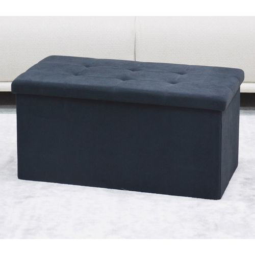 Taburet s úložným prostorem, černá, manšestrová látka, TAB-472 BK6