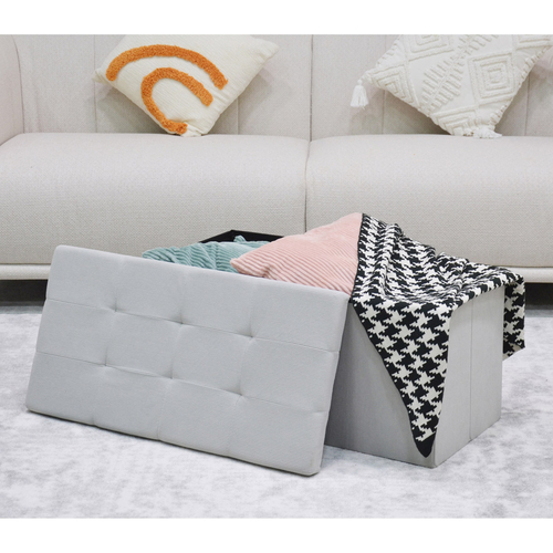 Taburet s úložným prostorem, krémová, manšestrová látka, TAB-472 CRM6