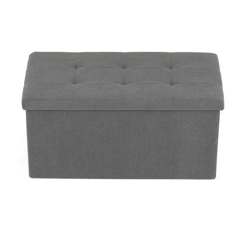 Taburet s úložným prostorem, šedá, manšestrová látka, TAB-472 GREY6