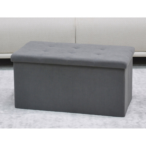 Taburet s úložným prostorem, šedá, manšestrová látka, TAB-472 GREY6