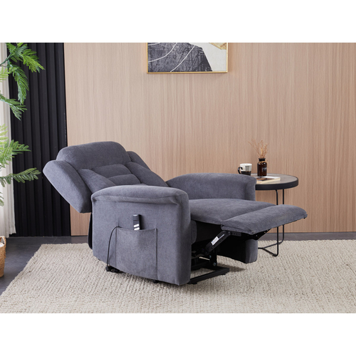 Polohovací křeslo, elektrické kabelové ovládání, šedá, látka, TV-7072 GREY2