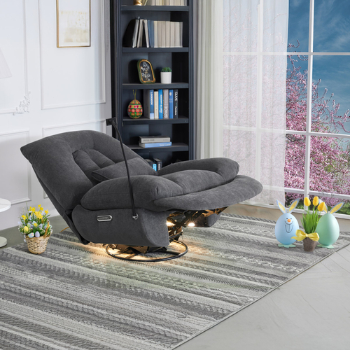 Polohovací křeslo, elektrické zabudované ovládání, šedá, látka, TV-7089 GREY2
