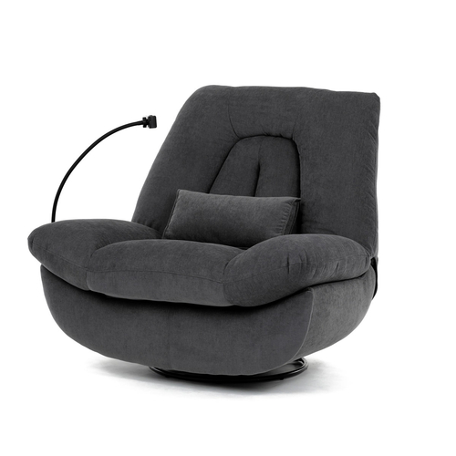 Polohovací křeslo, elektrické zabudované ovládání, šedá, látka, TV-7089 GREY2