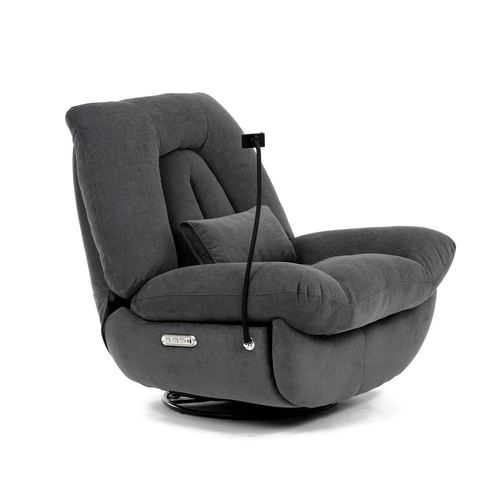 Polohovací křeslo, elektrické zabudované ovládání, šedá, látka, TV-7089 GREY2