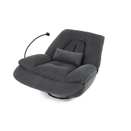 Polohovací křeslo, elektrické zabudované ovládání, šedá, látka, TV-7089 GREY2
