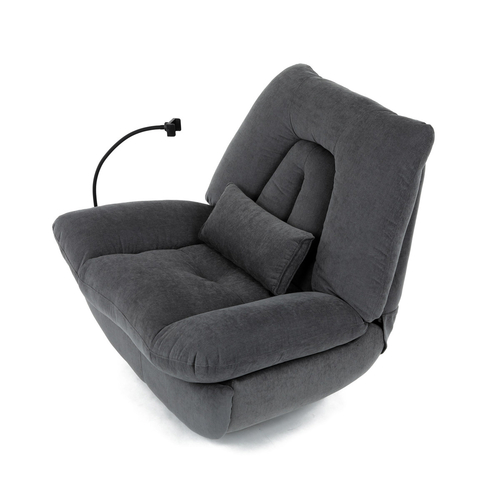 Polohovací křeslo, elektrické zabudované ovládání, šedá, látka, TV-7089 GREY2
