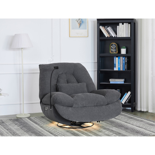 Polohovací křeslo, elektrické zabudované ovládání, šedá, látka, TV-7089 GREY2