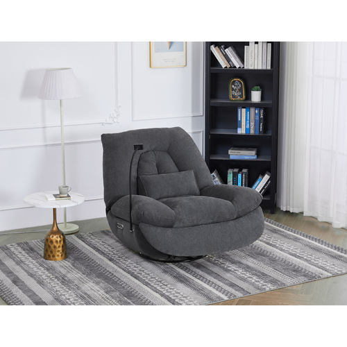 Polohovací křeslo, elektrické zabudované ovládání, šedá, látka, TV-7089 GREY2