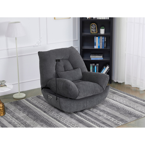 Polohovací křeslo, elektrické zabudované ovládání, šedá, látka, TV-7089 GREY2