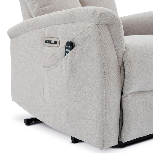 Polohovací křeslo, elektrické zabudované ovládání, béžová, látka, TV-929 CRM2
