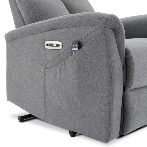 Polohovací křeslo, elektrické zabudované ovládání, šedá, látka, TV-929 GREY2