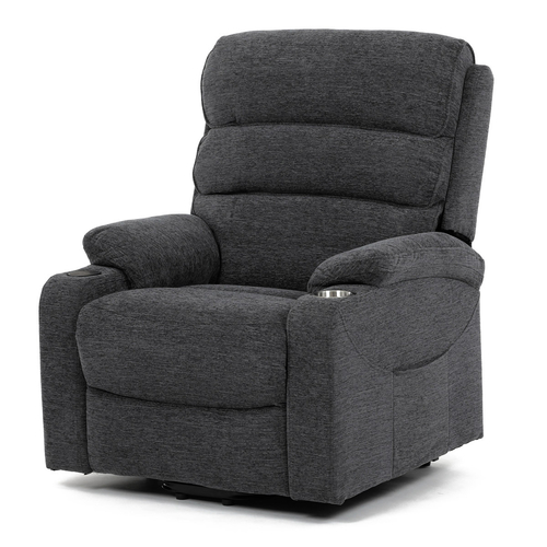Polohovací křeslo, elektrické kabelové ovládání, šedá, látka, TV-S8348 GREY2