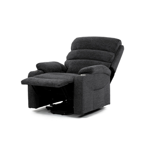 Polohovací křeslo, elektrické kabelové ovládání, šedá, látka, TV-S8348 GREY2
