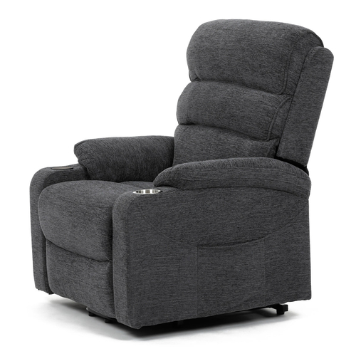 Polohovací křeslo, elektrické kabelové ovládání, šedá, látka, TV-S8348 GREY2
