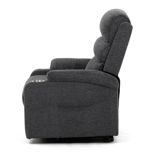 Polohovací křeslo, elektrické kabelové ovládání, šedá, látka, TV-S8348 GREY2