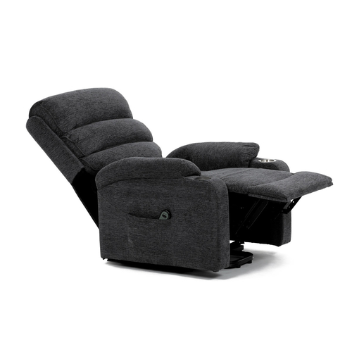 Polohovací křeslo, elektrické kabelové ovládání, šedá, látka, TV-S8348 GREY2