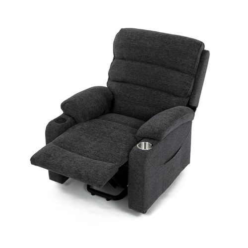 Polohovací křeslo, elektrické kabelové ovládání, šedá, látka, TV-S8348 GREY2