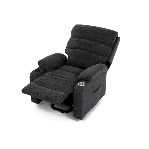 Polohovací křeslo, elektrické kabelové ovládání, šedá, látka, TV-S8348 GREY2