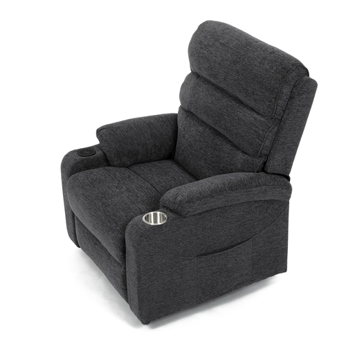 Polohovací křeslo, elektrické kabelové ovládání, šedá, látka, TV-S8348 GREY2