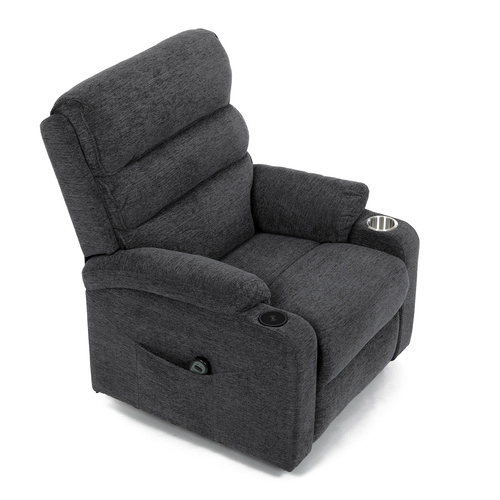 Polohovací křeslo, elektrické kabelové ovládání, šedá, látka, TV-S8348 GREY2