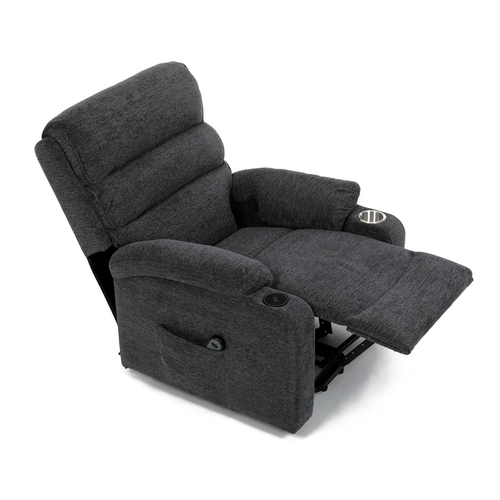 Polohovací křeslo, elektrické kabelové ovládání, šedá, látka, TV-S8348 GREY2