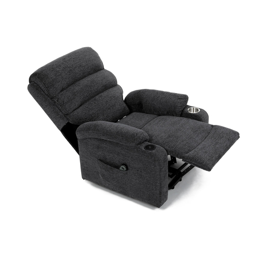 Polohovací křeslo, elektrické kabelové ovládání, šedá, látka, TV-S8348 GREY2