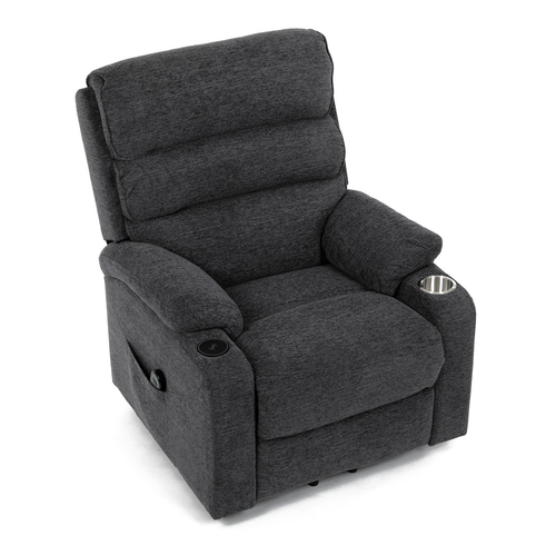 Polohovací křeslo, elektrické kabelové ovládání, šedá, látka, TV-S8348 GREY2