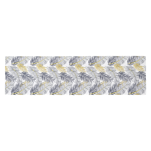 Běhoun s motivem listů, barva bílá, 40x150 cm,100 % polyester.